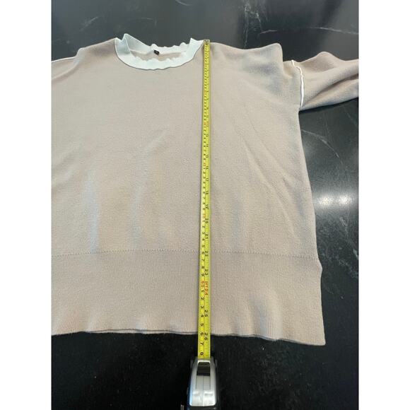 Taupe or oatmeal colored boxy knit sweater, Large - Picture 6 of 7